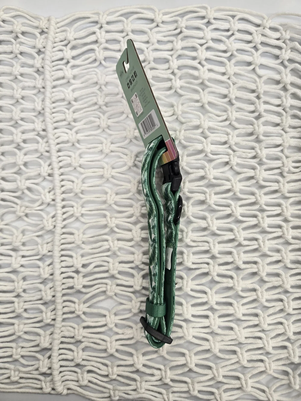 Sassy Woof Green Leaf Print Adjustable Dog Collar - MEDIUM